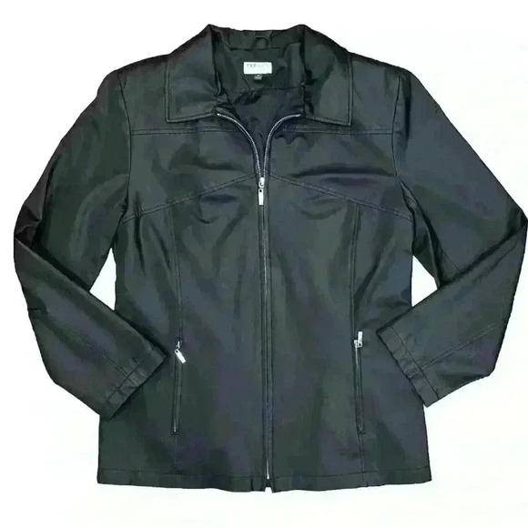 GIACCA A GALLERY COMPANY BLACK JACKET Womens Size M Pockets Zip Coat Fitted Fall - Picture 1 of 7